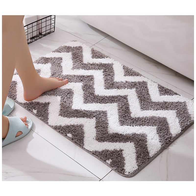 Szara, antypoślizgowa mata łazienkowa, miękka mata prysznicowa z mikrofibry, nadająca się do prania w pralce, chłonna, bardzo gruba mata prysznicowa d