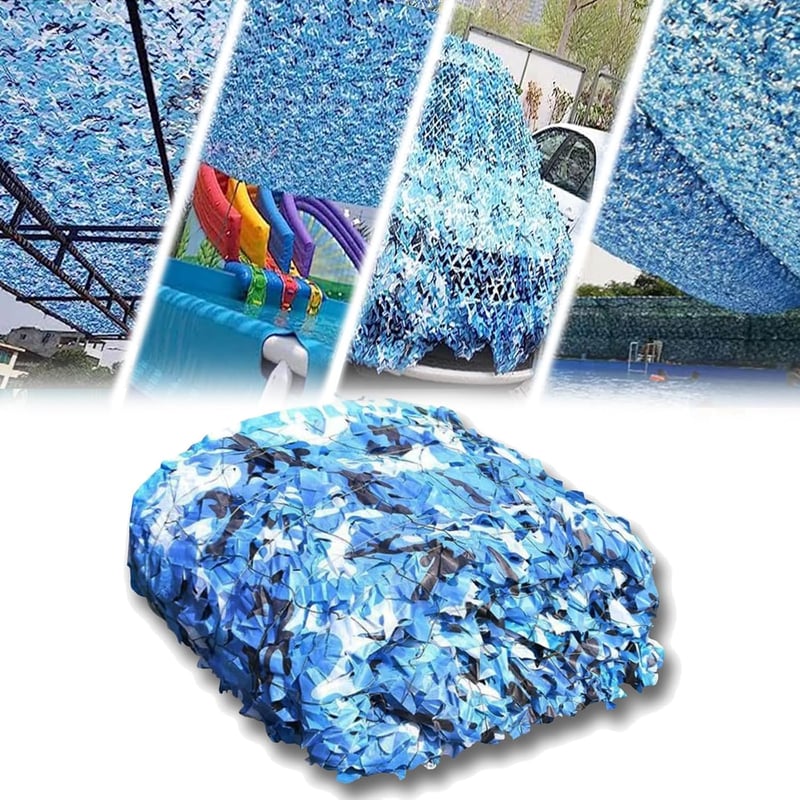 Siatka maskująca 210D 3x8 m – idealna do dekoracji kamuflujących, ochrony przed słońcem w ogrodzie i dekoracji ślubnych (kolor: niebieski)