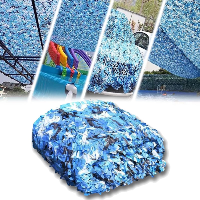 Siatka maskująca 210D 2x6 m – idealna do dekoracji maskujących, ochrony przed słońcem w ogrodzie i dekoracji ślubnych (kolor: niebieski)