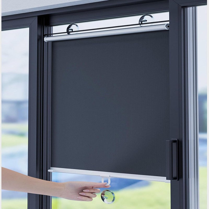 Roleta przyssawkowa - zwijana osłona przeciwsłoneczna - zaciemniająca, chroniąca przed słońcem - zasłona zapewniająca prywatność - czarna, 40 x 125 cm