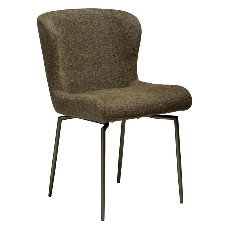 Glam Dan-Form krzesło stołowe nogi obrotowe bouclé ciemnozielony.