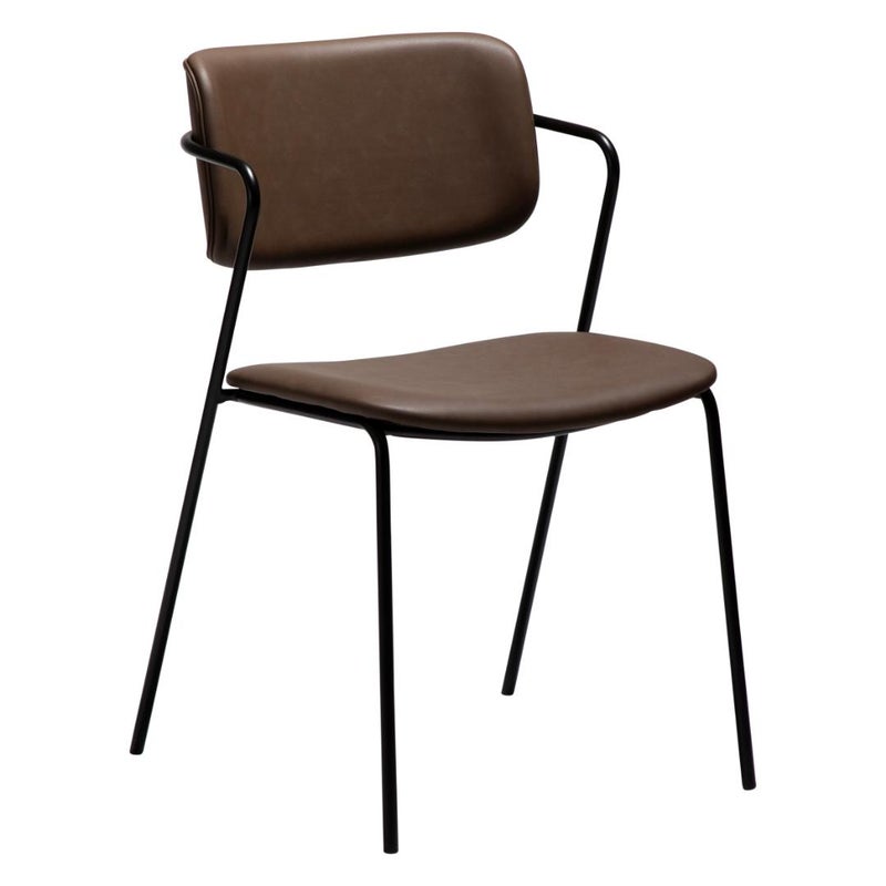 Zed Dan-Form krzesło stołowe z podłokietnikami PU skóra sztuczna brązowy.