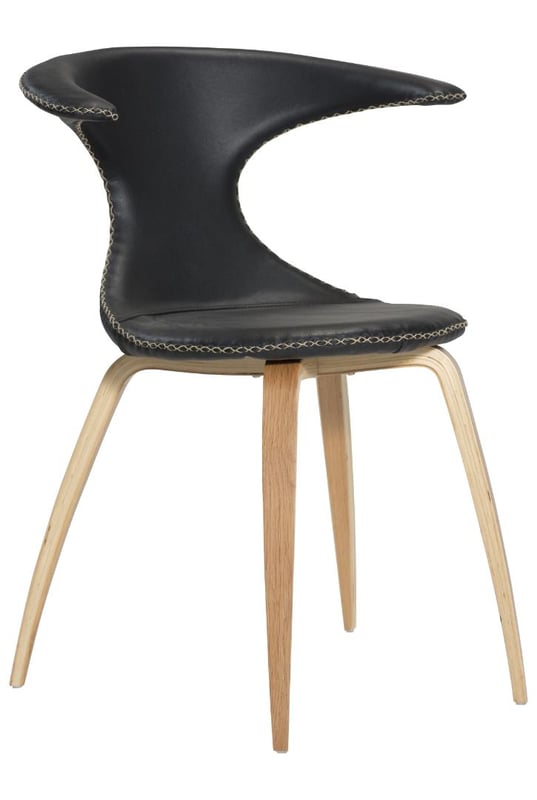 Flair Dan-Form krzesło stołowe prawdziwa skóra czarny.