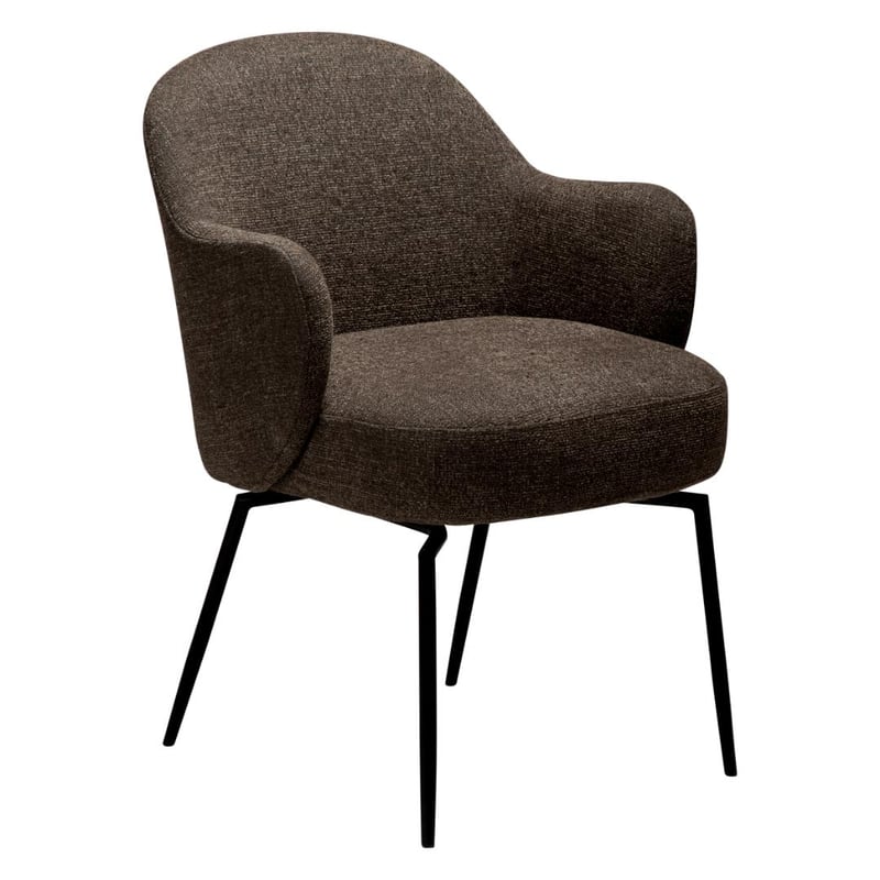 Bae Dan-Form krzesło stołowe z podłokietnikami, nogi obrotowe bouclé brązowy.