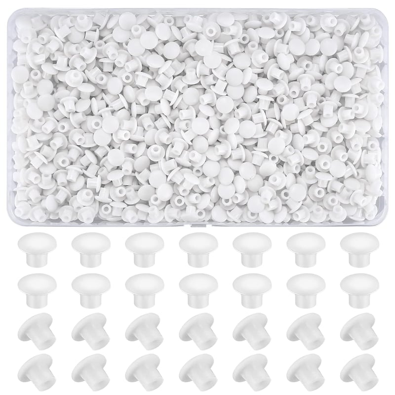 800 sztuk plastikowych zaślepek do otworów, 5 mm, białe, plastikowe, okrągłe zaślepki do otworów