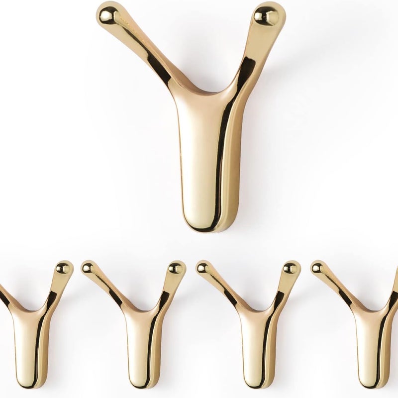 Zestaw 5 złotych wieszaków na ręczniki do łazienki, kuchni, garażu, wieszaków na ubrania w kształcie litery Y, łatwych w montażu haczyków
