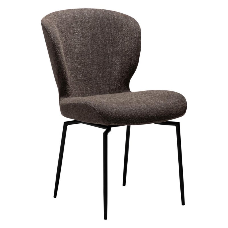 Glory Dan-Form krzesło stołowe nogi obrotowe bouclé brązowy.