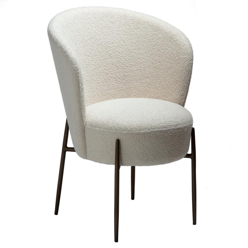 Orbit Dan-Form krzesło stołowe bouclé biały.