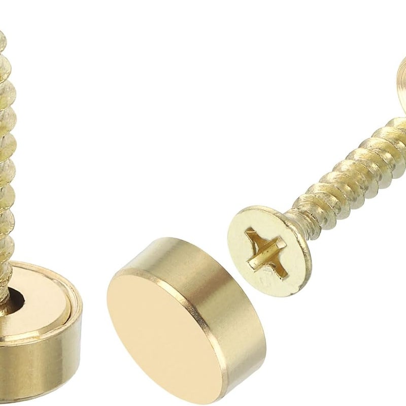 szt. mosiężnych wkrętów dekoracyjnych z nasadkami, wkręty samogwintujące 12 mm do mocowania mebli, kolor złoty