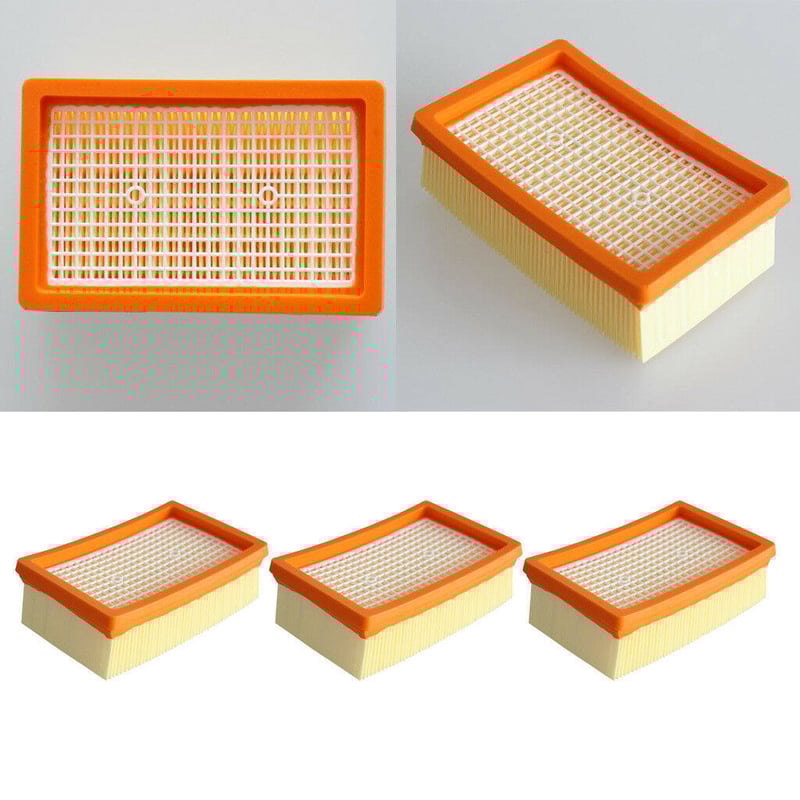 płaskie filtry plisowane do odkurzaczy Kärcher, kompatybilne z modelami Kärcher WD4, WD5, WD6, MV4, MV5 i MV6. Zamiennik.