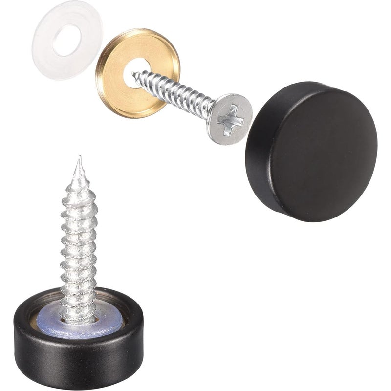 Zaślepki do luster, 12 mm, 10 szt., ozdobne, mosiężne, ozdobne, do luster, szaf, szkła, szyldów, czarne
