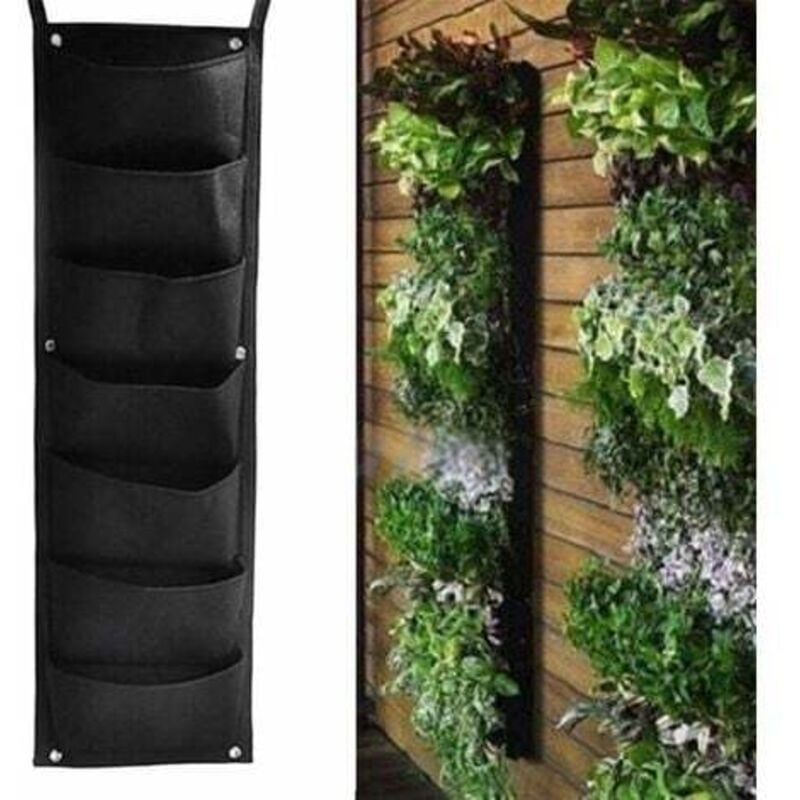 7-pak pionowych toreb do sadzenia na ścianie, pionowe doniczki, filc, wielokrotnego użytku i oddychające, do dekoracji ogrodu wewnętrznego i zewnętrzn