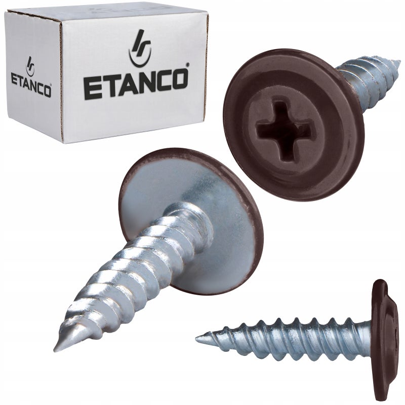 Wkręty podkładkowe Etanco do drewna 4,2x25mm, RAL8017 GM-S 250szt.