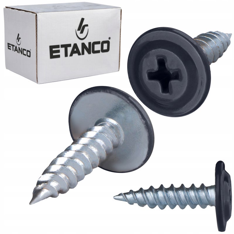 Wkręty podkładkowe Etanco do drewna 4,2x65mm, RAL 9005 GM-S 250szt.