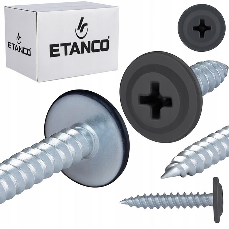 Wkręty podkładkowe Etanco do drewna 4,2x25mm, RAL7024 GM-S 250szt.