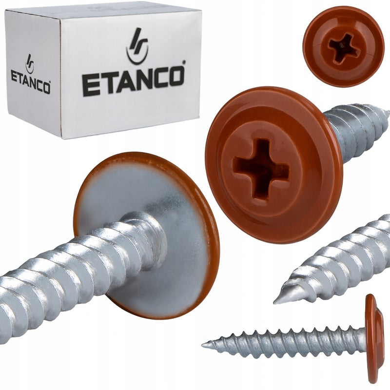Wkręty podkładkowe Etanco do drewna 4,2x38mm, RAL 8012 GM-S 250szt.