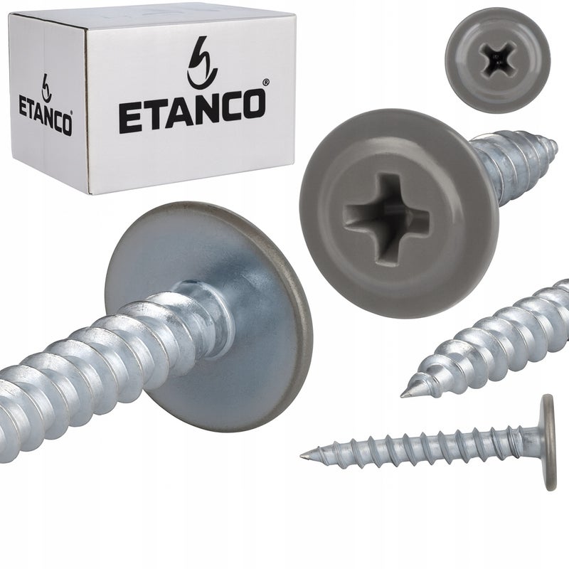 Wkręty podkładkowe Etanco do drewna 4,2x30mm, RAL9007 GM-S 250szt.