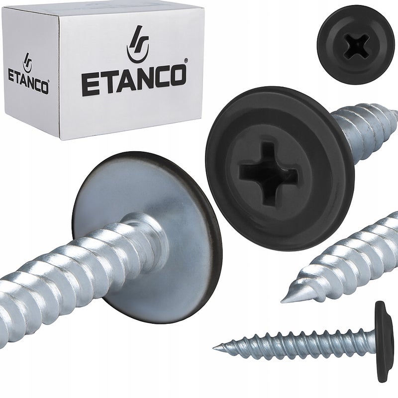 Wkręty podkładkowe Etanco do stali, zszywka 4,2x16mm, RAL7021 GM-S 250szt.