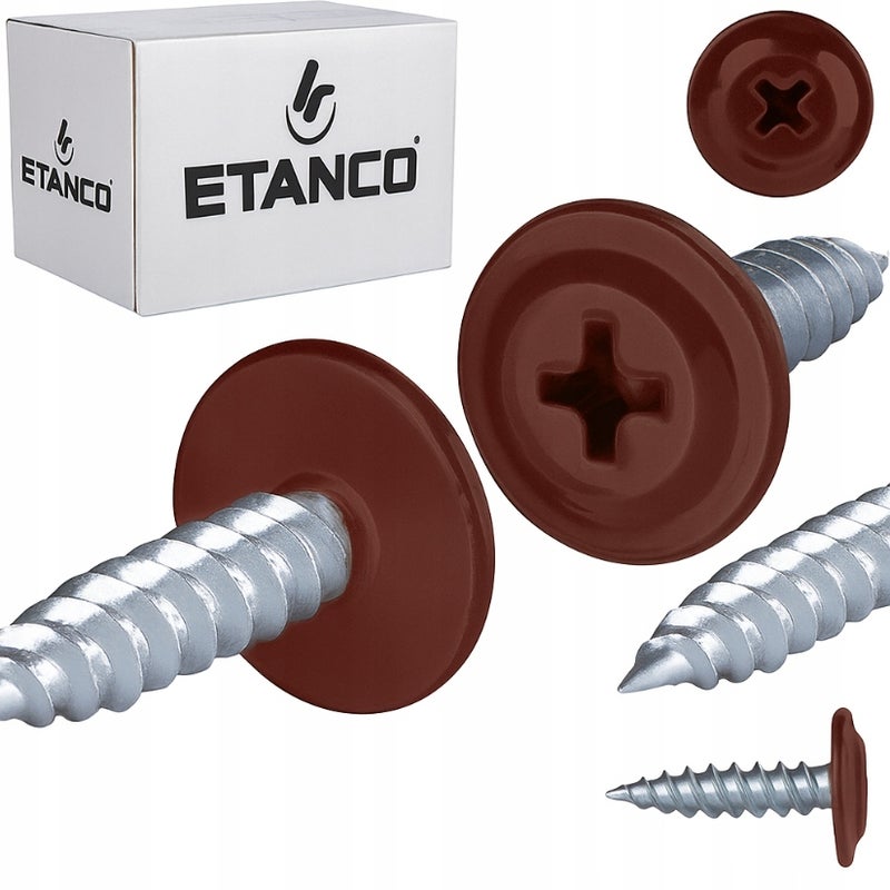 Wkręty podkładkowe Etanco do drewna 4,2x25mm, RAL3009 GM-S 250szt.