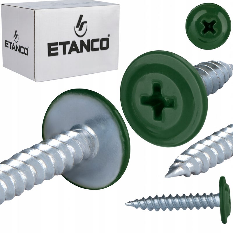 Wkręty podkładkowe Etanco do drewna 4,2x65mm, RAL 6020 GM-S 250szt.