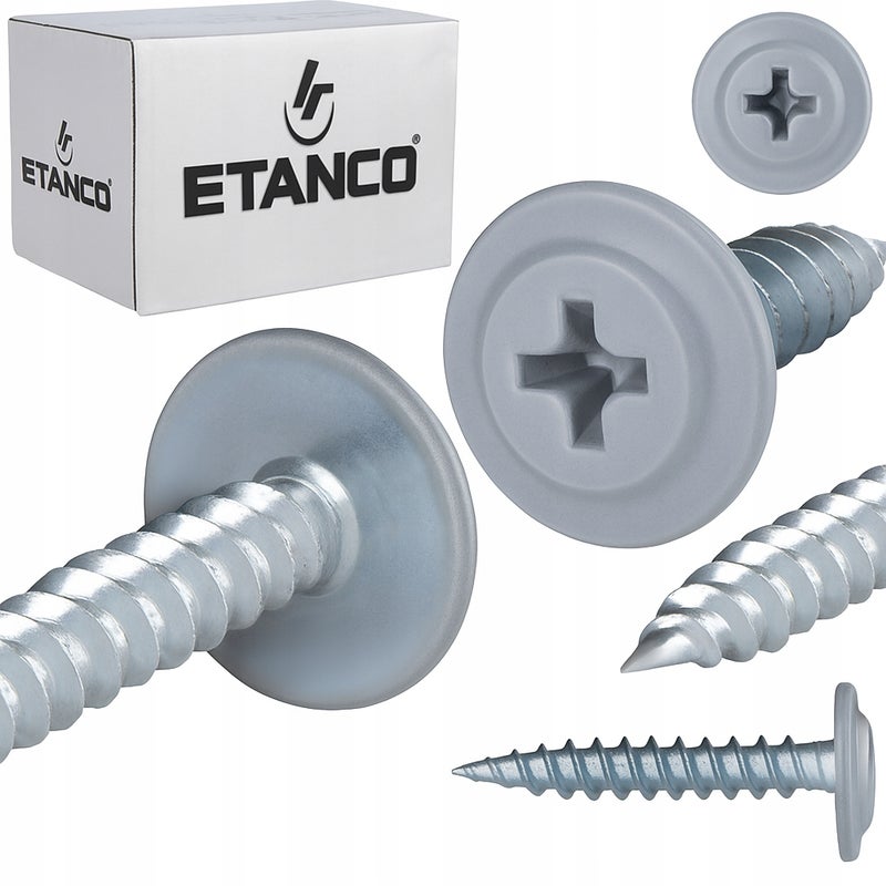 Wkręty podkładkowe Etanco do drewna 4,2x30mm, RAL7040 GM-S 250szt.