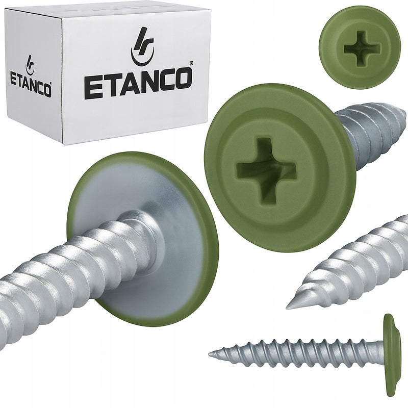 Wkręty podkładkowe Etanco do stali, zszywka 4,2x19mm, RAL6011 GM-S 250szt