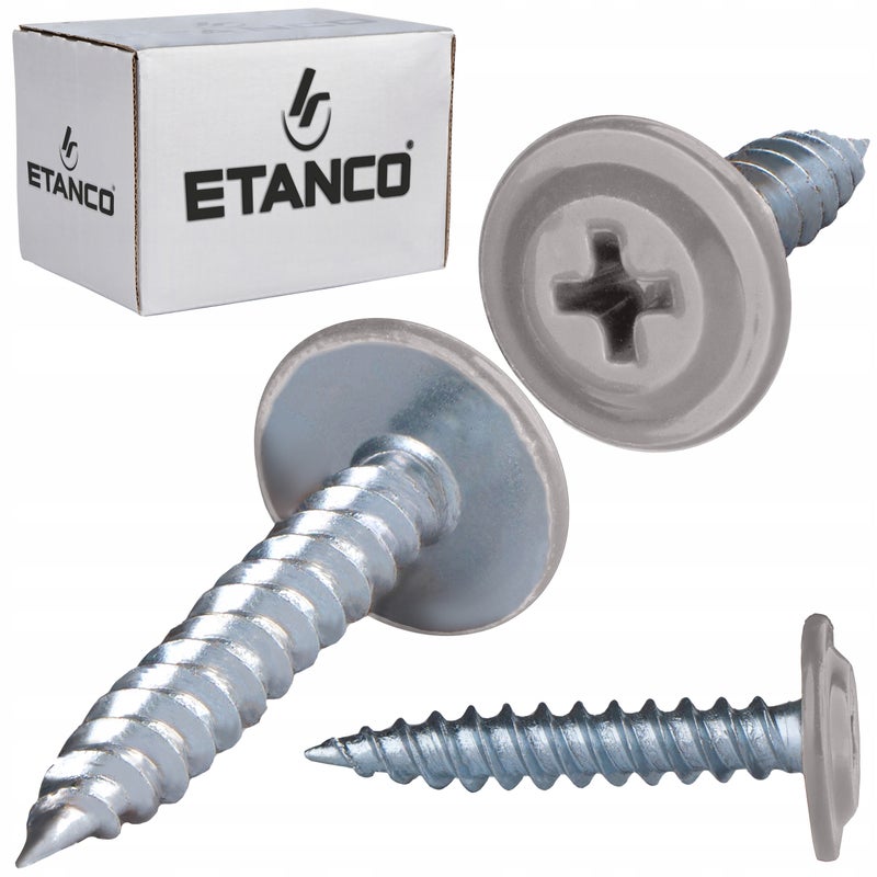 Wkręty podkładkowe Etanco do drewna 4,2x25mm, RAL9007 GM-S 250szt.