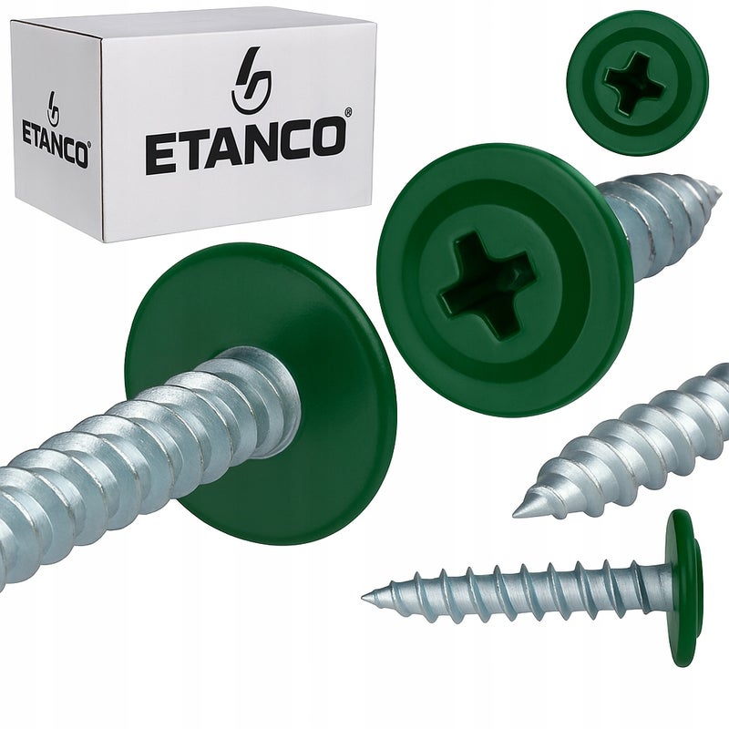 Wkręty podkładkowe Etanco do stali, zszywka 4,2x19mm, RAL6005 GM-S 250szt