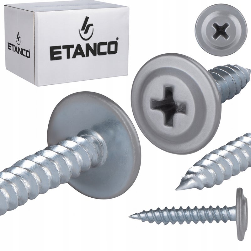 Wkręty podkładkowe Etanco do drewna 4,2x38mm, RAL 9006 GM-S 250szt.