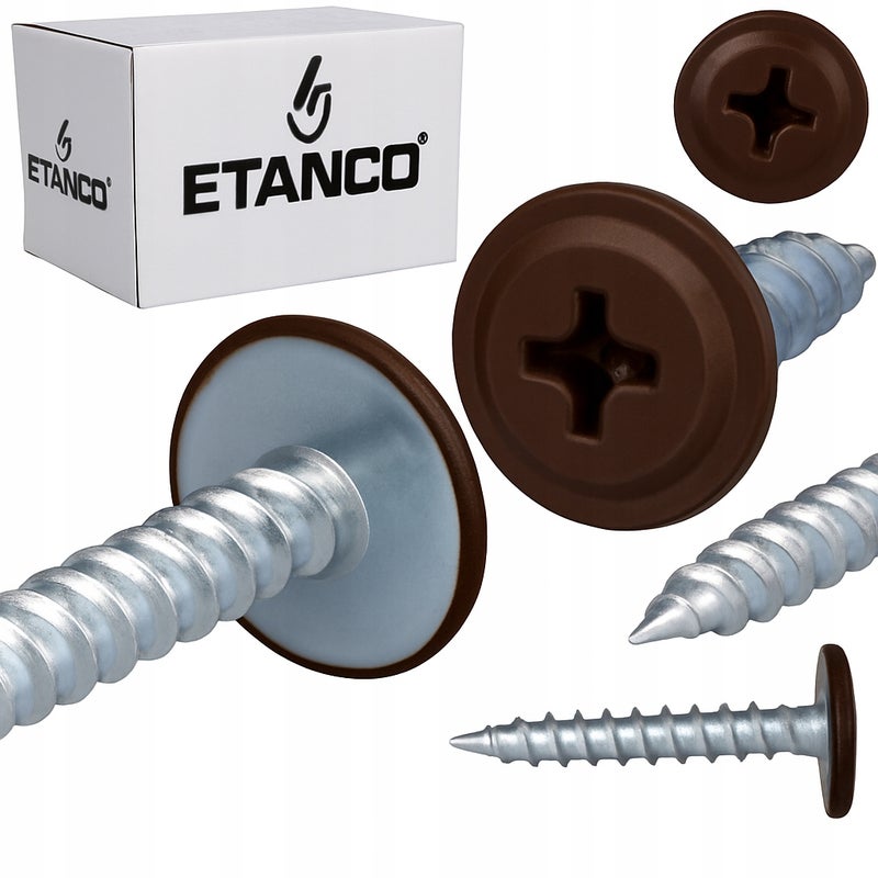 Wkręty podkładkowe Etanco do drewna 4,2x65mm, RAL 8017 GM-S 250szt.