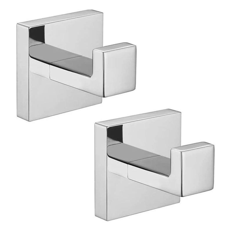 Zestaw 2 stalowych haczyków łazienkowych na ręczniki, kwadratowych haczyków na ubrania, ręczniki i płaszcze.