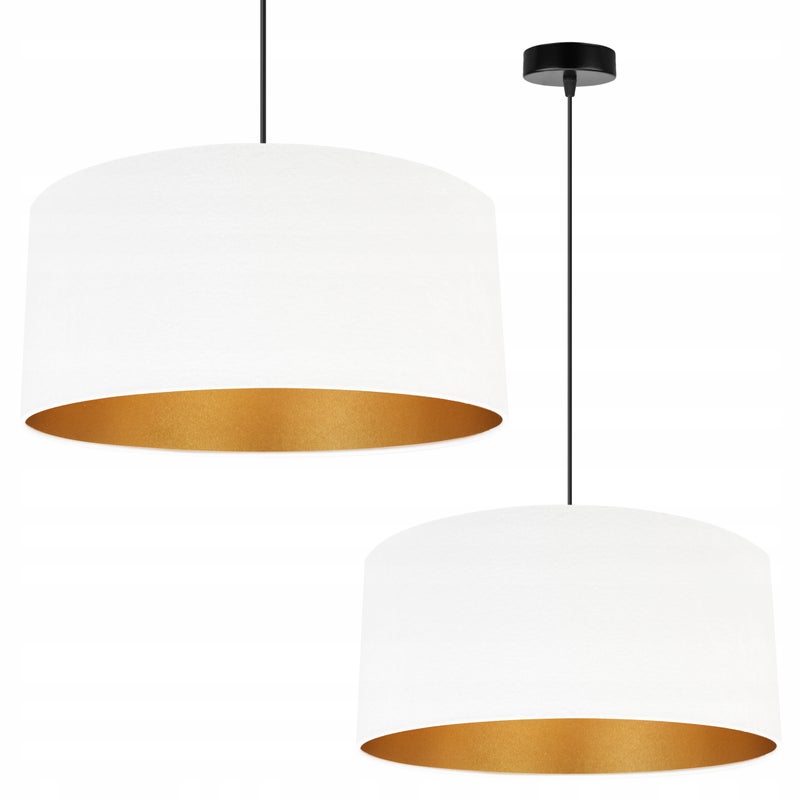 Lampa sufitowa wisząca Mediolan modern 1xE27 abażur walec złoto/biały Light Home LH