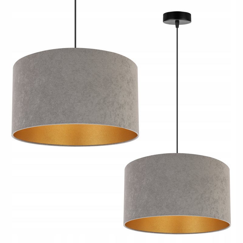 Lampa sufitowa wisząca Mediolan modern 1xE27 abażur walec złoto/szary Light Home LH