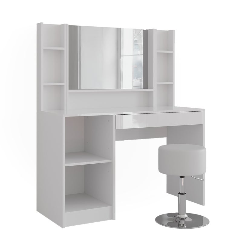 Vicco Stół toaletowy Sherry, Biały/biały wysoki połysk, 119.8 cm 5 części