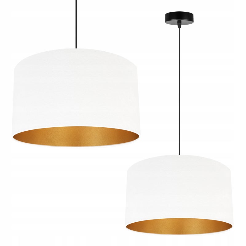 Lampa sufitowa wisząca Mediolan modern 1xE27 abażur walec złoto/biały Light Home LH