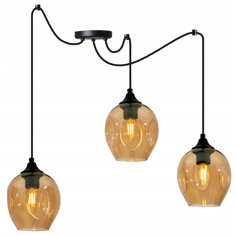 Lampa sufitowa wisząca Spider Praga loft 3xE27 abażur kulisty miedziany Light Home LH