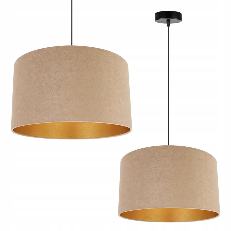 Lampa sufitowa wisząca Mediolan modern 1xE27 abażur walec złoto/beżowy Light Home LH