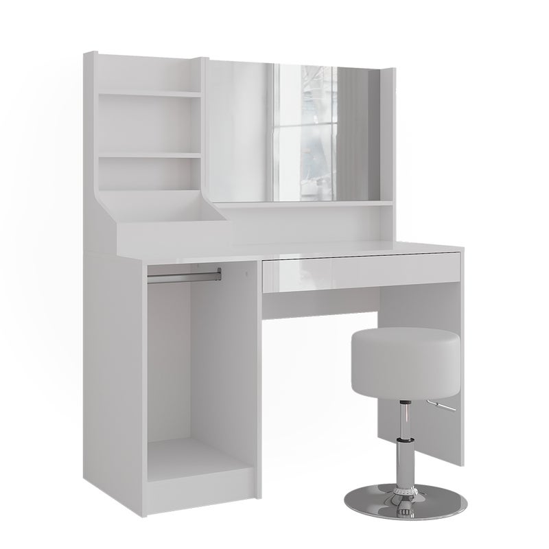 Vicco Stół toaletowy Sherry, Biały/biały wysoki połysk, 119.8 cm 4 części