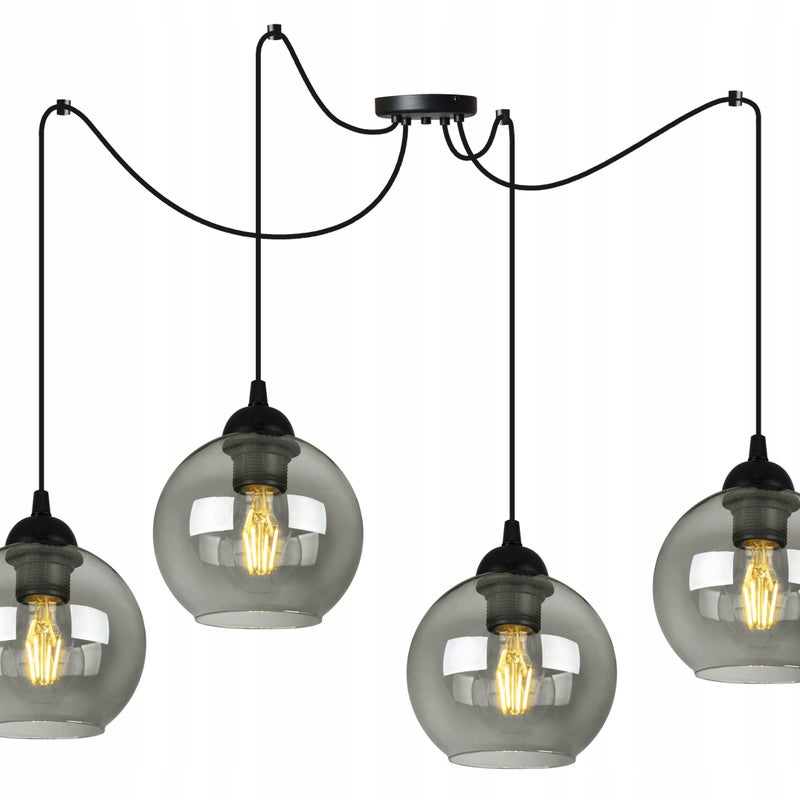 Lampa sufitowa wisząca Spider Haga modern 4xE27 abażur kula grafitowa Light Home LH