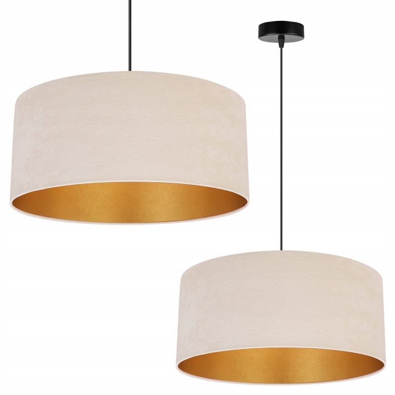 Lampa sufitowa wisząca Mediolan modern 1xE27 abażur walec złoto/beżowy Light Home LH