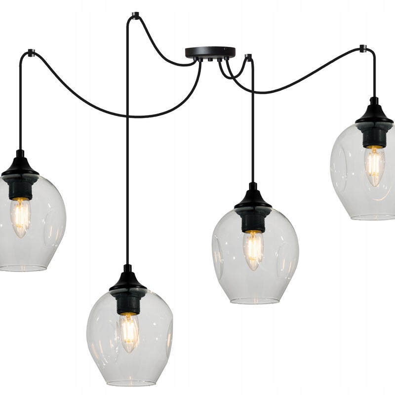 Lampa sufitowa wisząca Spider Praga loft 4xE27 abażur kulisty transparentny Light Home LH