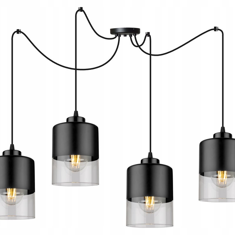 Lampa sufitowa wisząca Spider Roma loft 4xE27 abażur walec grafitowy Light Home LH