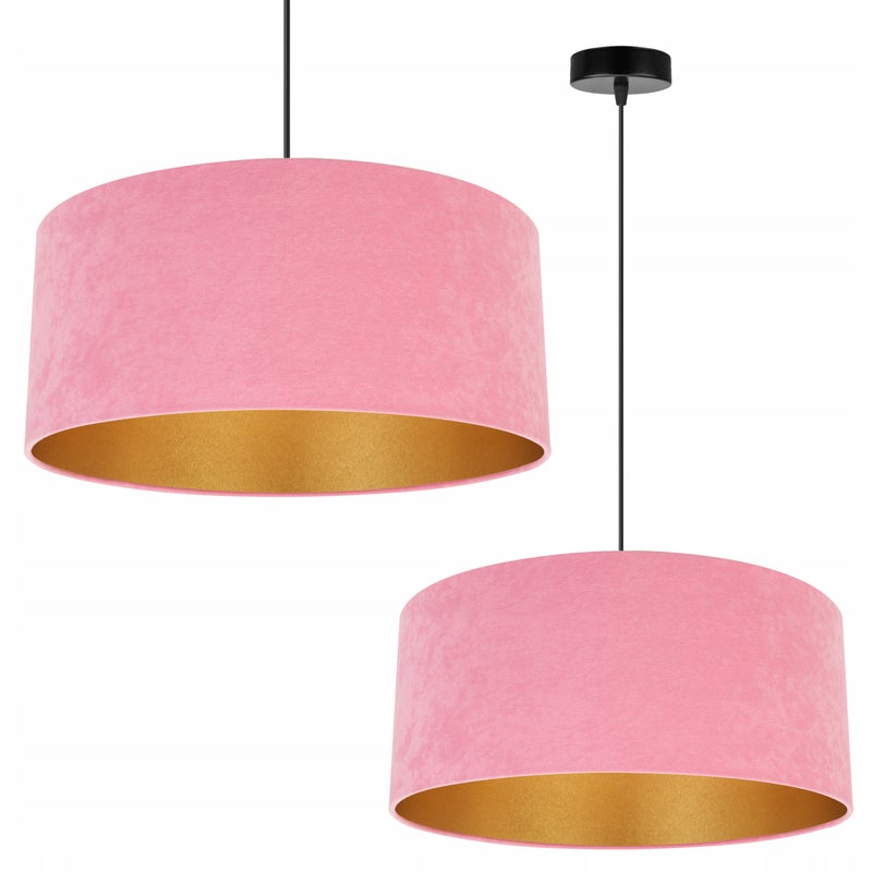 Lampa sufitowa wisząca Mediolan modern 1xE27 abażur walec złoto/różowy Light Home LH