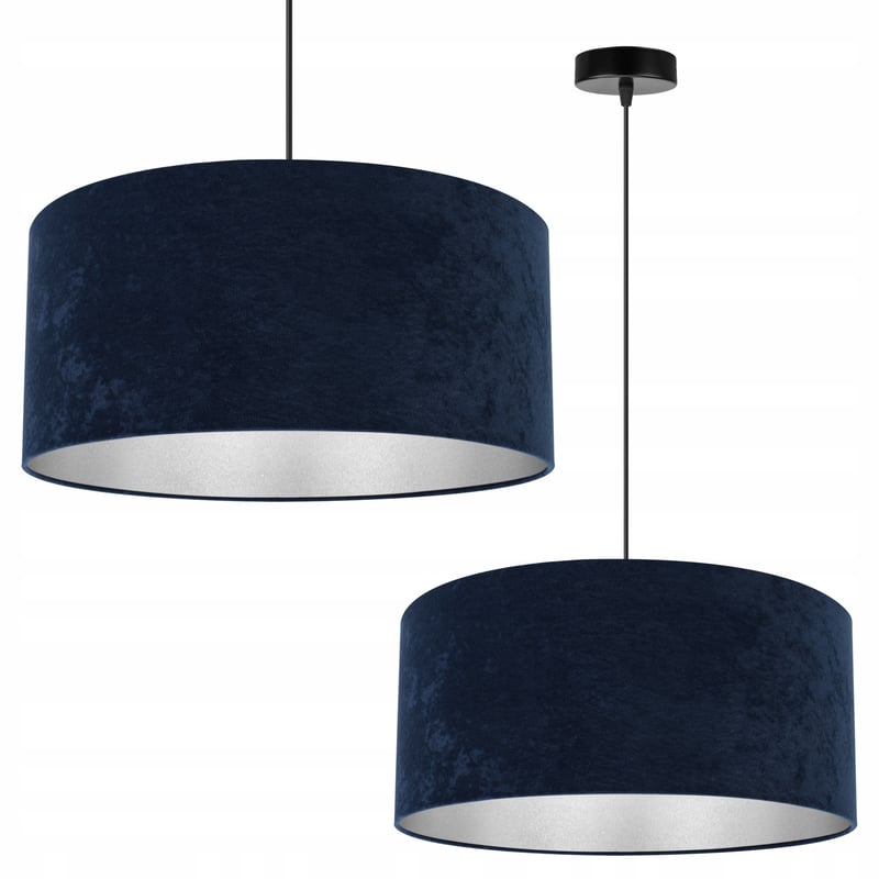 Lampa sufitowa wisząca Mediolan modern 1xE27 abażur walec srebrno/granatowy Light Home LH