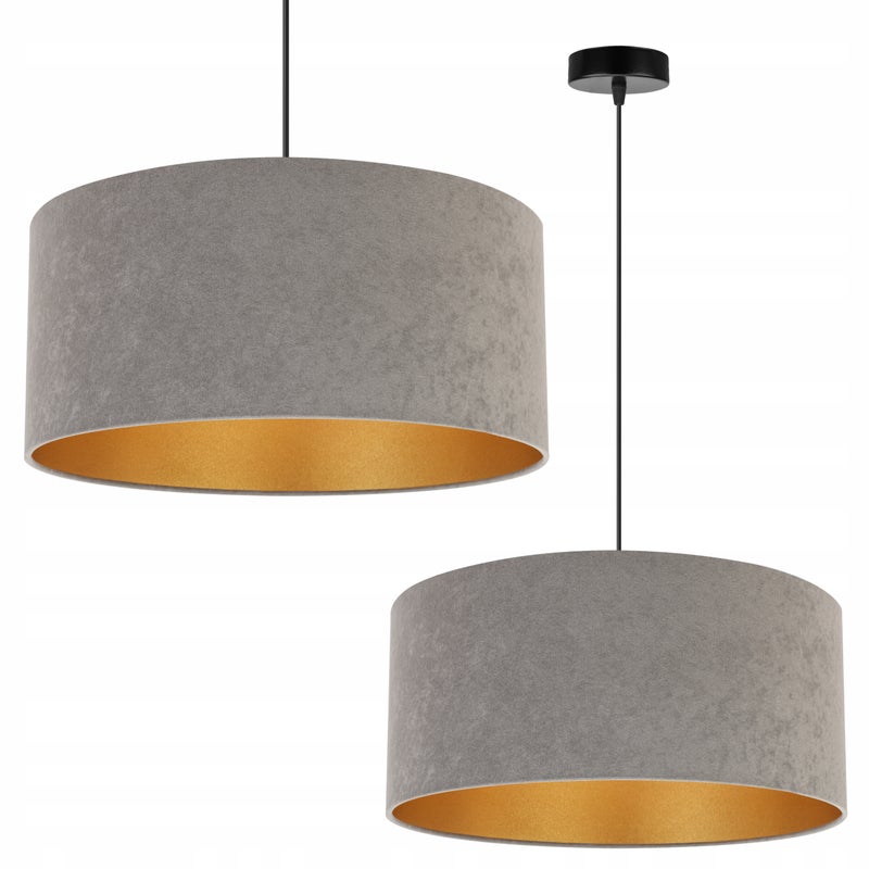 Lampa sufitowa wisząca Mediolan modern 1xE27 abażur walec złoto/szary Light Home LH