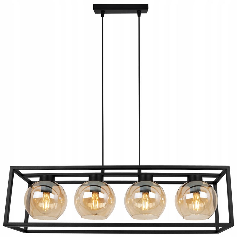 Lampa sufitowa wisząca Rio Cage modern 4xE27 abażur kula czarno/miedziany Light Home LH