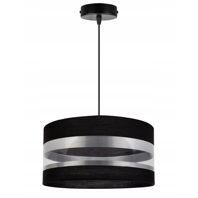 Lampa sufitowa wisząca Intense Gold boho 1xE27 abażur owalny srebrno/czarny Light Home LH