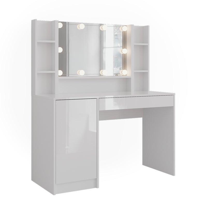 Vicco Stół toaletowy Sherry, Biały/biały wysoki połysk, 119.8 cm 4 części