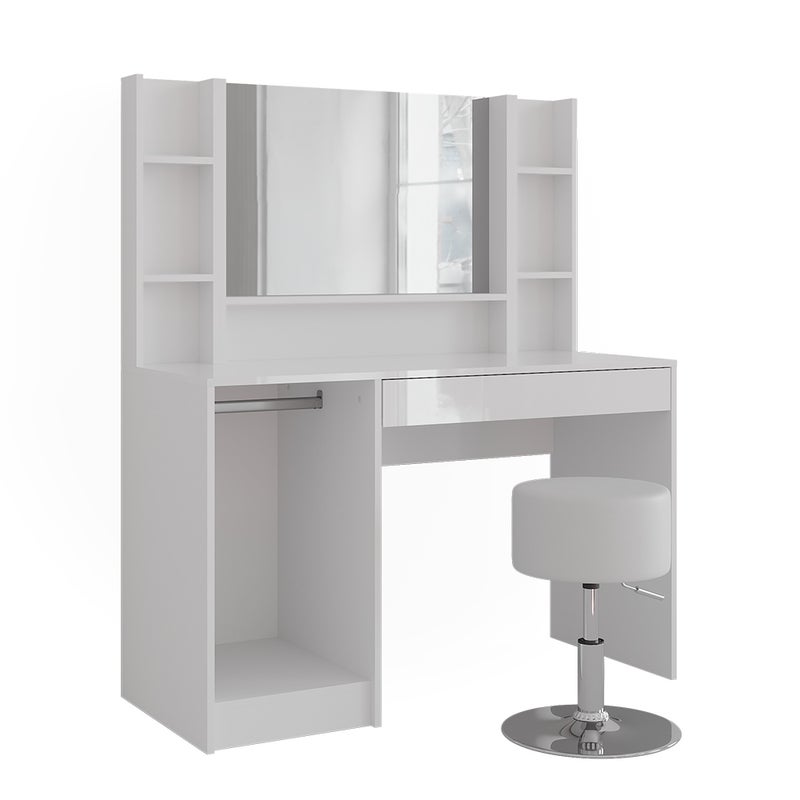 Vicco Stół toaletowy Sherry, Biały/biały wysoki połysk, 119.8 cm 5 części