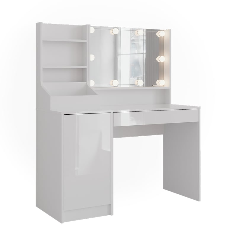 Vicco Stół toaletowy Sherry, Biały/biały wysoki połysk, 119.8 cm 4 części